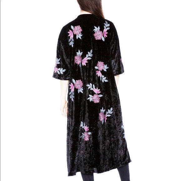 Billy T Velvet robe, duster, embroidered, floral, floral embroidery - Picture 2 of 14